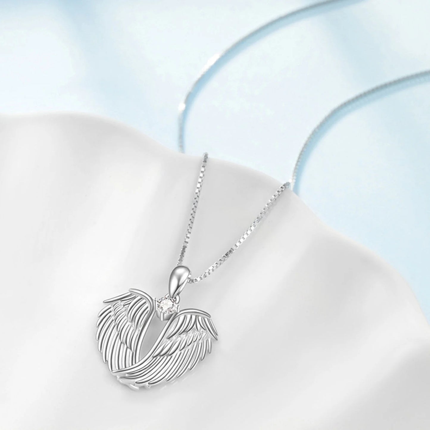 Jewelry on Clearance!Necklaces for Women Angel Wings Necklace 925 Silver Guardian Angel Wings Pendant Birthstone Necklace for Women Jewelry Gifts